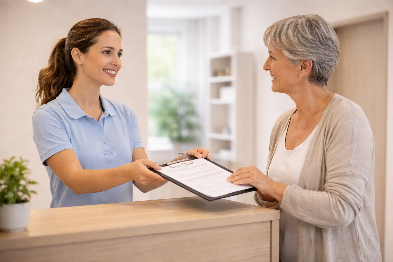 Empfang und Wartebereich der Physiotherapie HAO